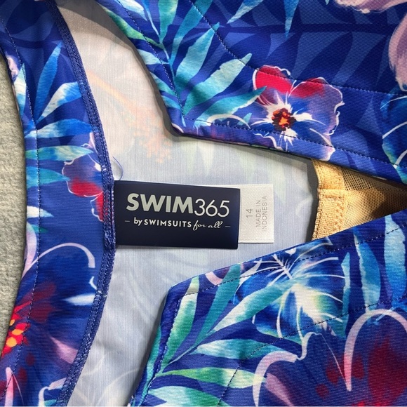 Swim 365 Vibrant Blue Floral Women's Blouse size 14 - Picture 5 of 9